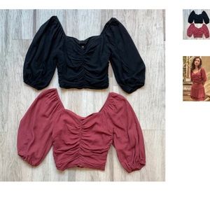Size large. Mittoshop brand. Burgundy ruched top.